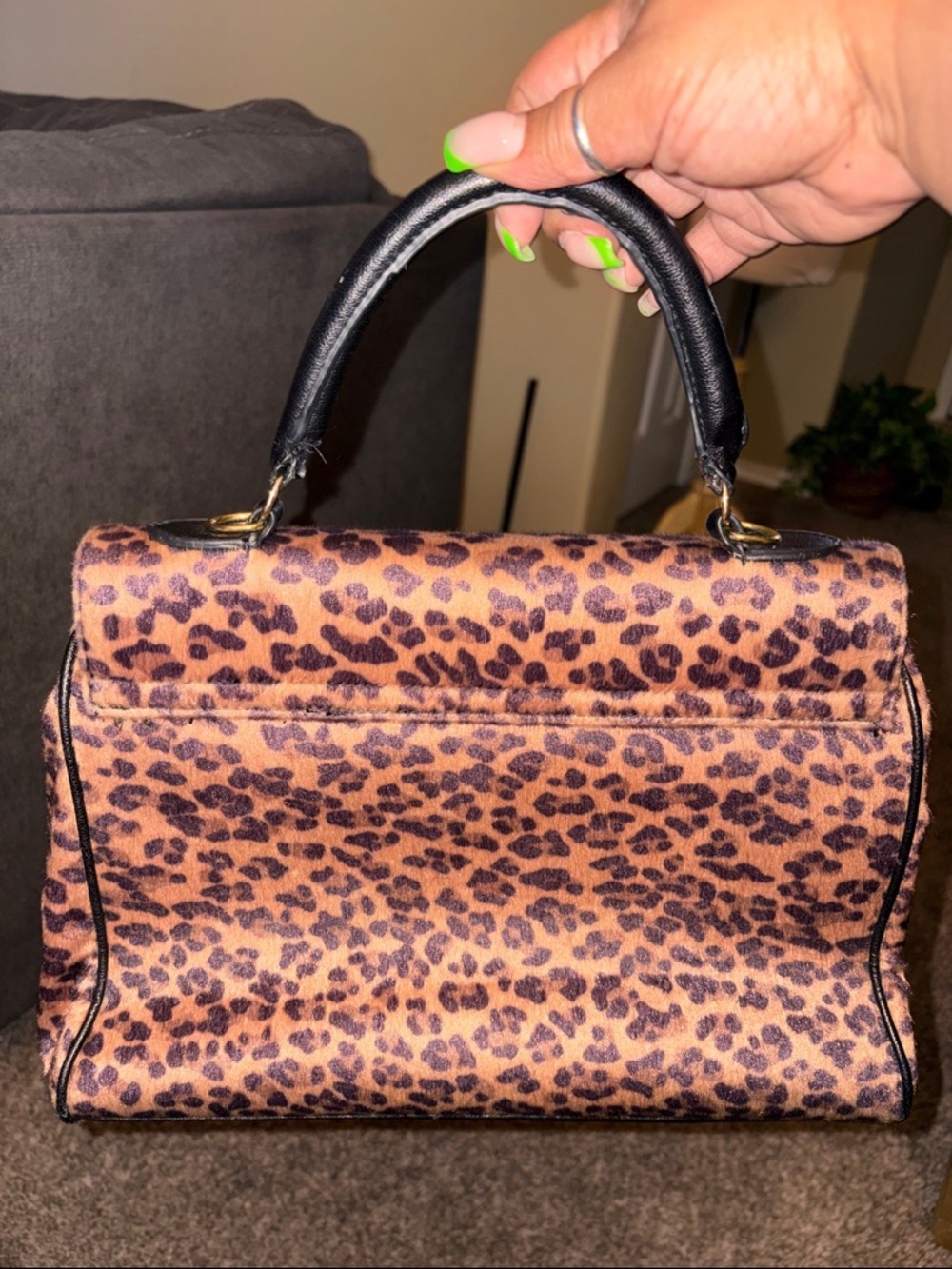 Aldo Leopard Print Satchel Handbag with Black Tassel - Picture 2 of 10